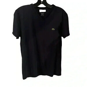 LACOSTE V-Neck Pima Cotton Navy Blue T-Shirt Men's Size Small
